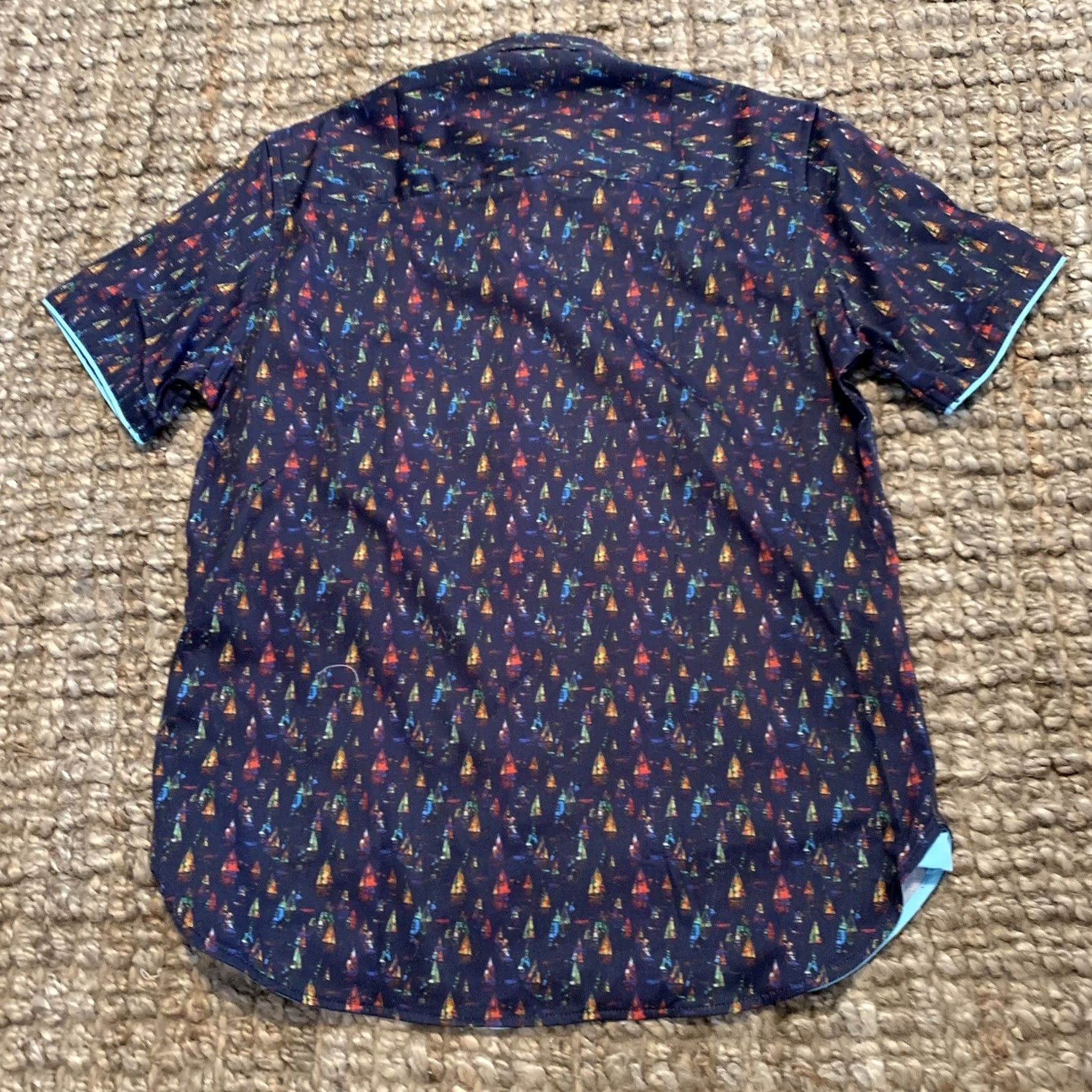 Vintage Visconti Black Shirt Mens Small Short Sleeve Button Natural Stretch Sailboat Blue Casual Size US S / EU 44-46 / 1 - 5 Thumbnail