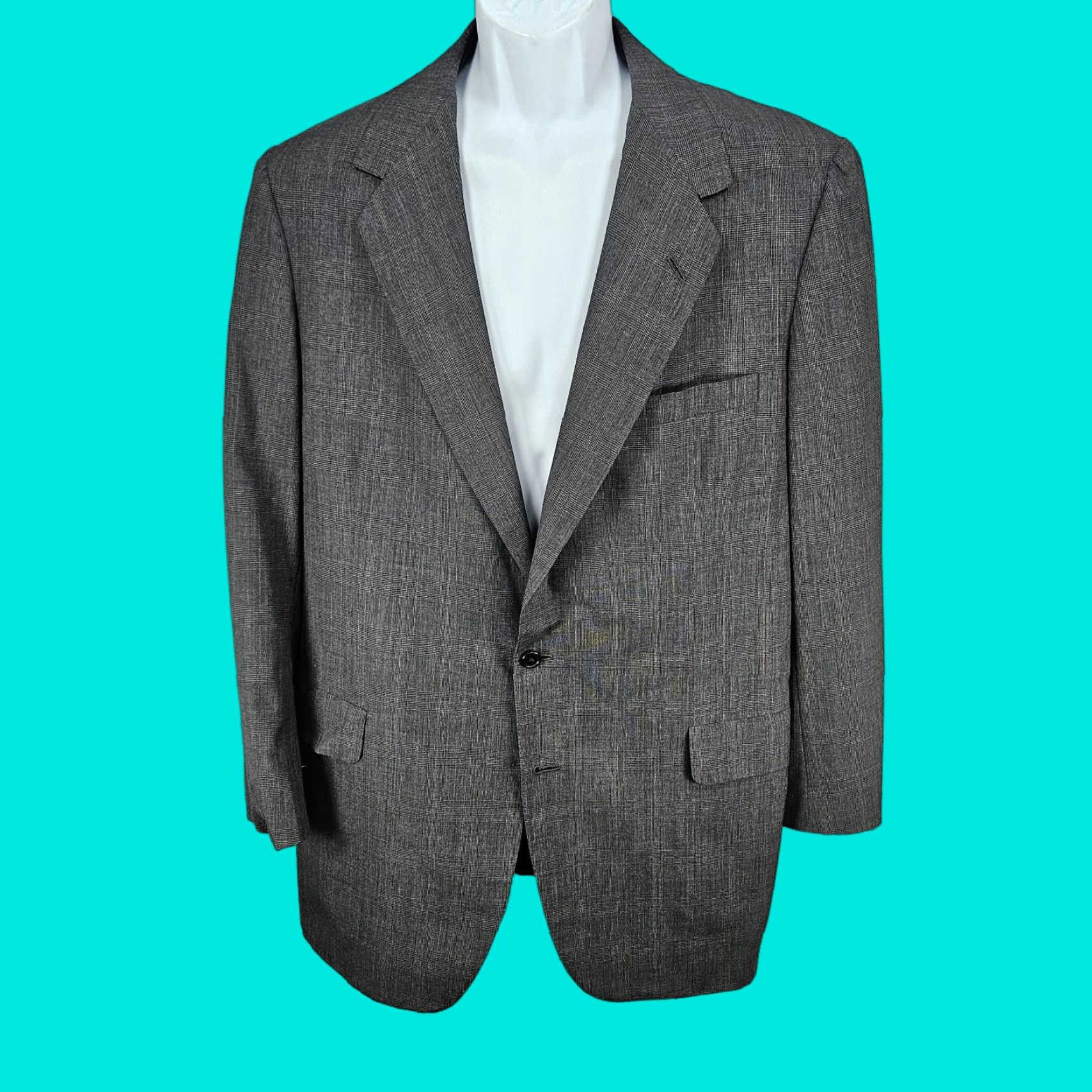Vintage VINTAGE Oxxford Blazer Sport Coat Grey 2 Button Notch Lapel Single-Breasted Wool 43L Men Fashion Size 46R - 1 Thumbnail