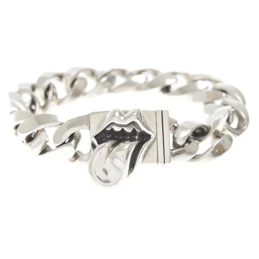 image of Chrome Hearts Kiss Id Bracelet in Silver, Men's