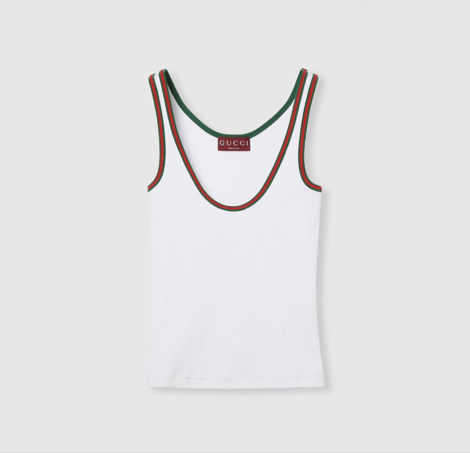 GUCCI COTTON TANK TOP WITH WEB SIZE M