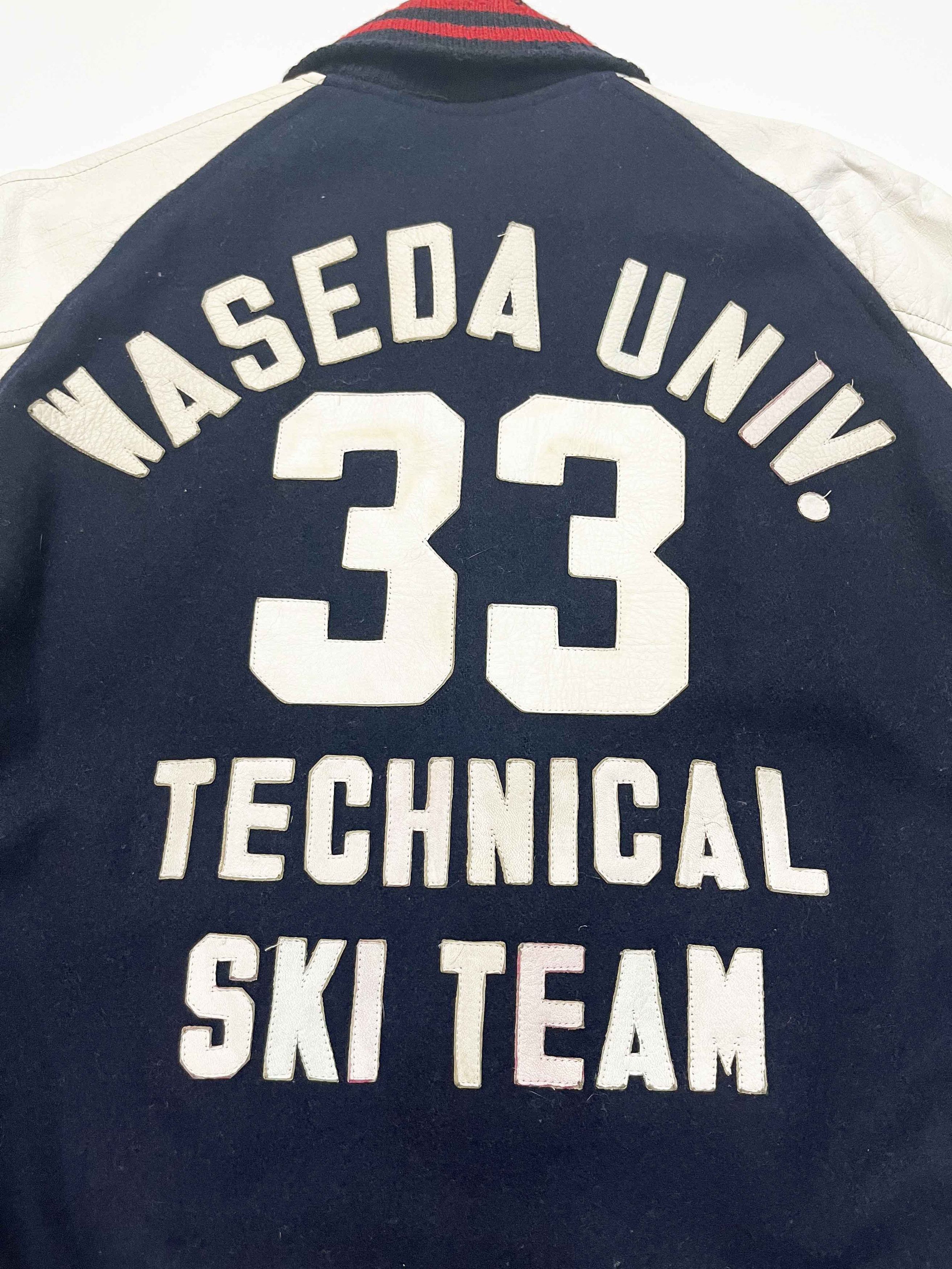 Vintage Vintage Waseda University Ski Team Letterman Leather Jacket Size US L / EU 52-54 / 3 - 6 Thumbnail