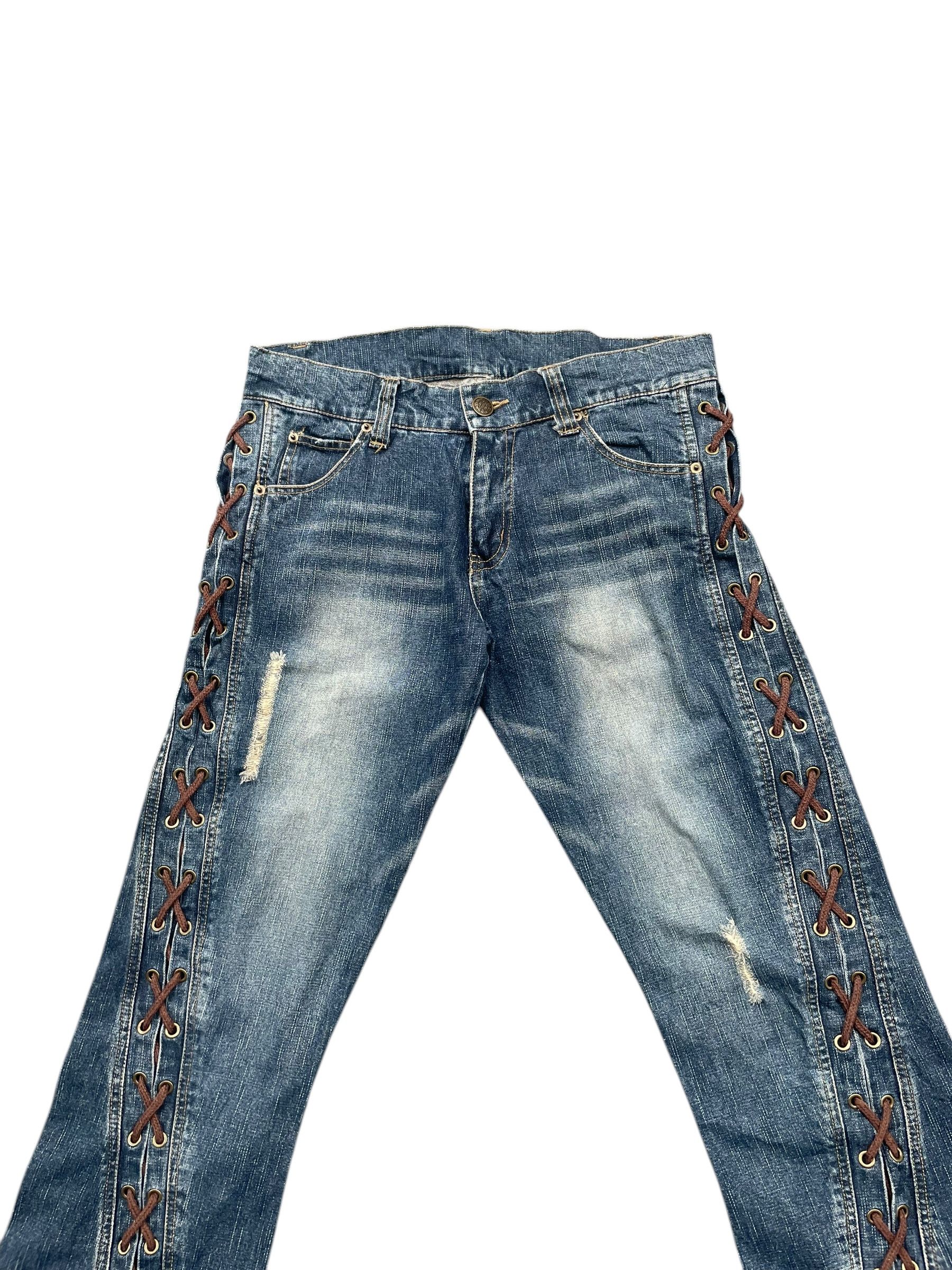 Japanese Brand Cool Drive Striker Flare Distersed Lace Up Jeans Size US 34 / EU 50 - 3 Thumbnail
