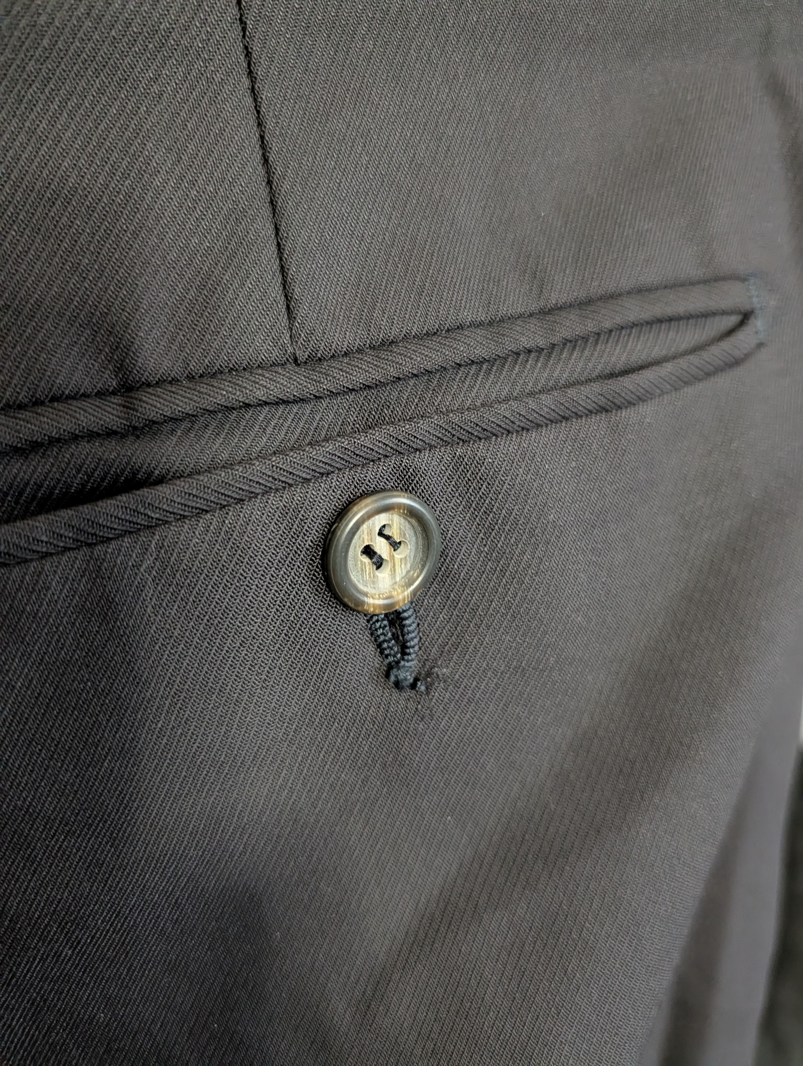 Trussini Black Super 100s Wool Steep Twill Italy Trousers 50 Size US 33 - 11 Thumbnail