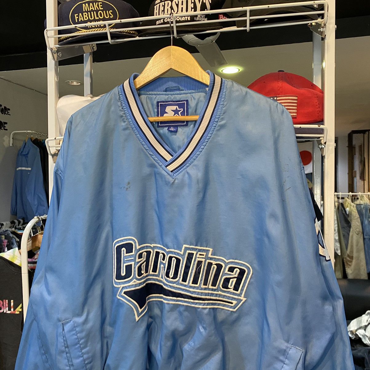 Starter × Vintage Vintage North Carolina Tarheels Starter Windbreaker Distress Size US L / EU 52-54 / 3 - 3 Thumbnail