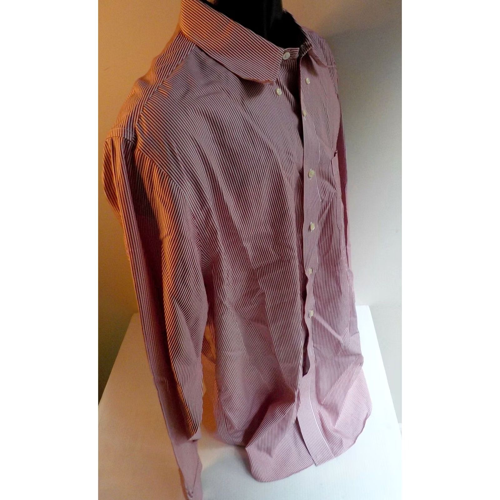Brooks Brothers Brooks Brothers Striped Button Down Shirt Red/White 100% Cotton SZ 17.5 Dress Shirt Mens Regular Non-Iron Button-Down Collar Size US XXL / EU 58 / 5 - 3 Thumbnail