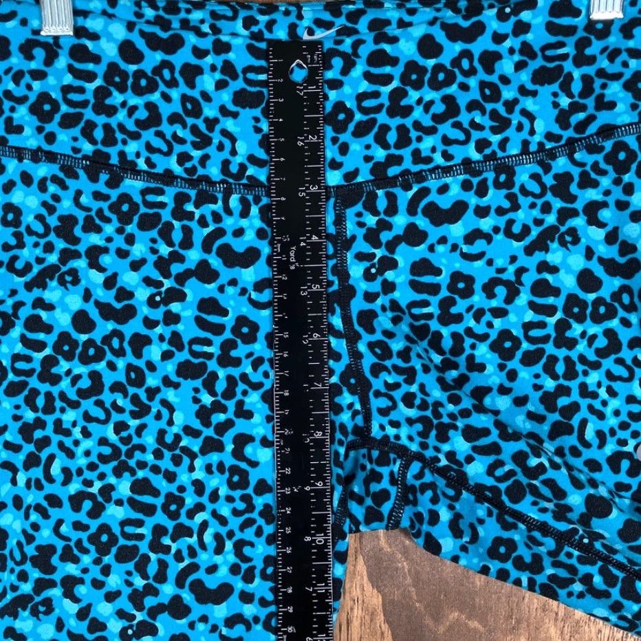 Nike Nike Dri Fit Womens Leggings Blue Black Leopard Pull On Medium Inseam 27.5in Lightweight Breathable Stretch Busy Activewear Casual Womens Size 32" / US 10 / IT 46 - 7 Thumbnail