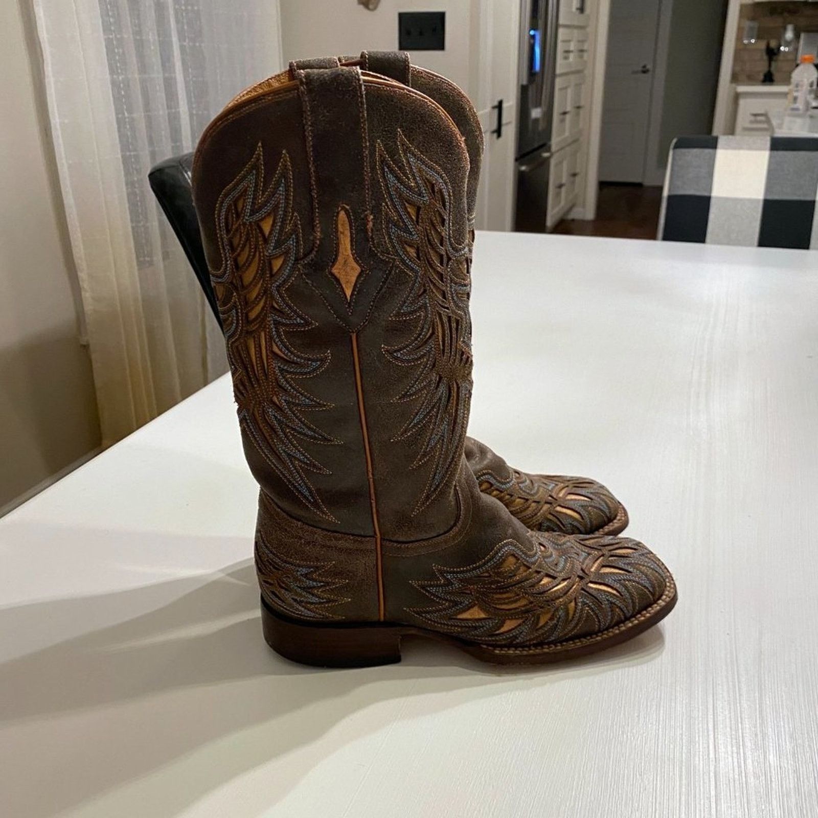 Lucchese Lucchese Brown Leather Embroidered Boots Women's Sz 7 B Size US 7 / IT 37 - 3 Thumbnail