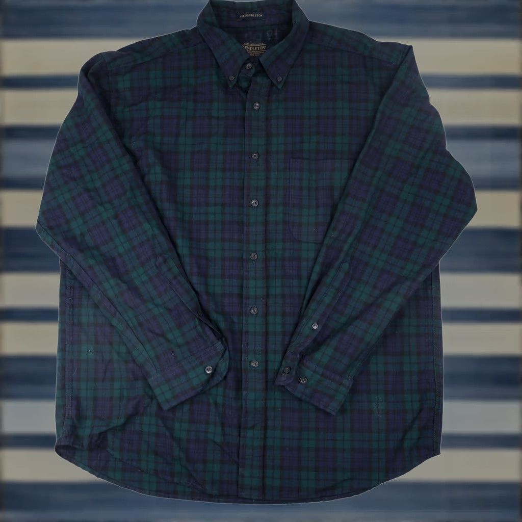 Pendleton Pendleton Sir Pendleton MacDougall Wool Button Up Shirt Green XL Mens Long Sleeve Regular Sleeve Size US XL / EU 56 / 4 - 1 Thumbnail