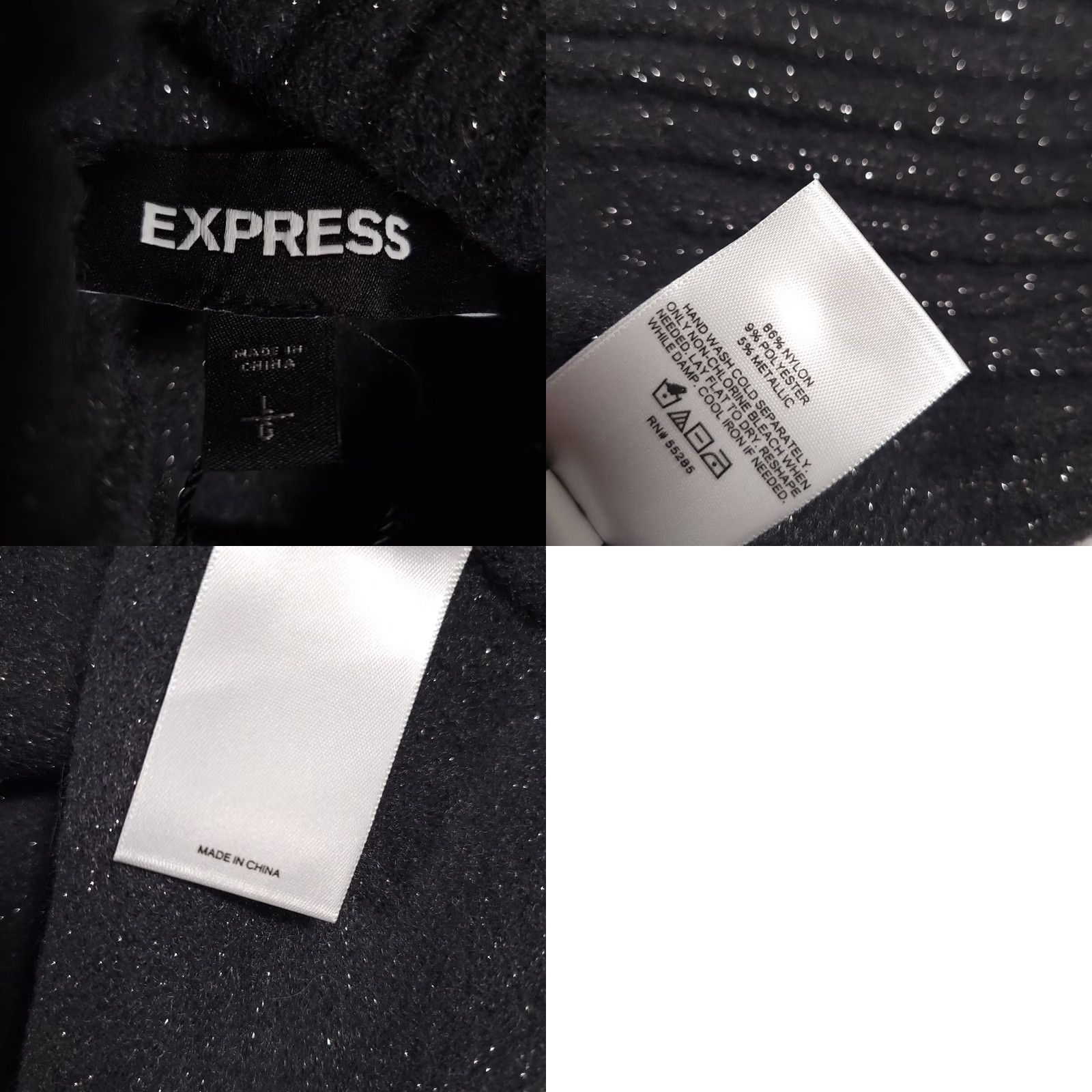 Express Express Cropped Sweater Women's Large Dark Gray Glitter Soft Turtle Neck Pullover Knit Long Sleeve Regular Fit Casual Holiday Women Mens/Girls Size L / US 10 / IT 46 - 9 Thumbnail