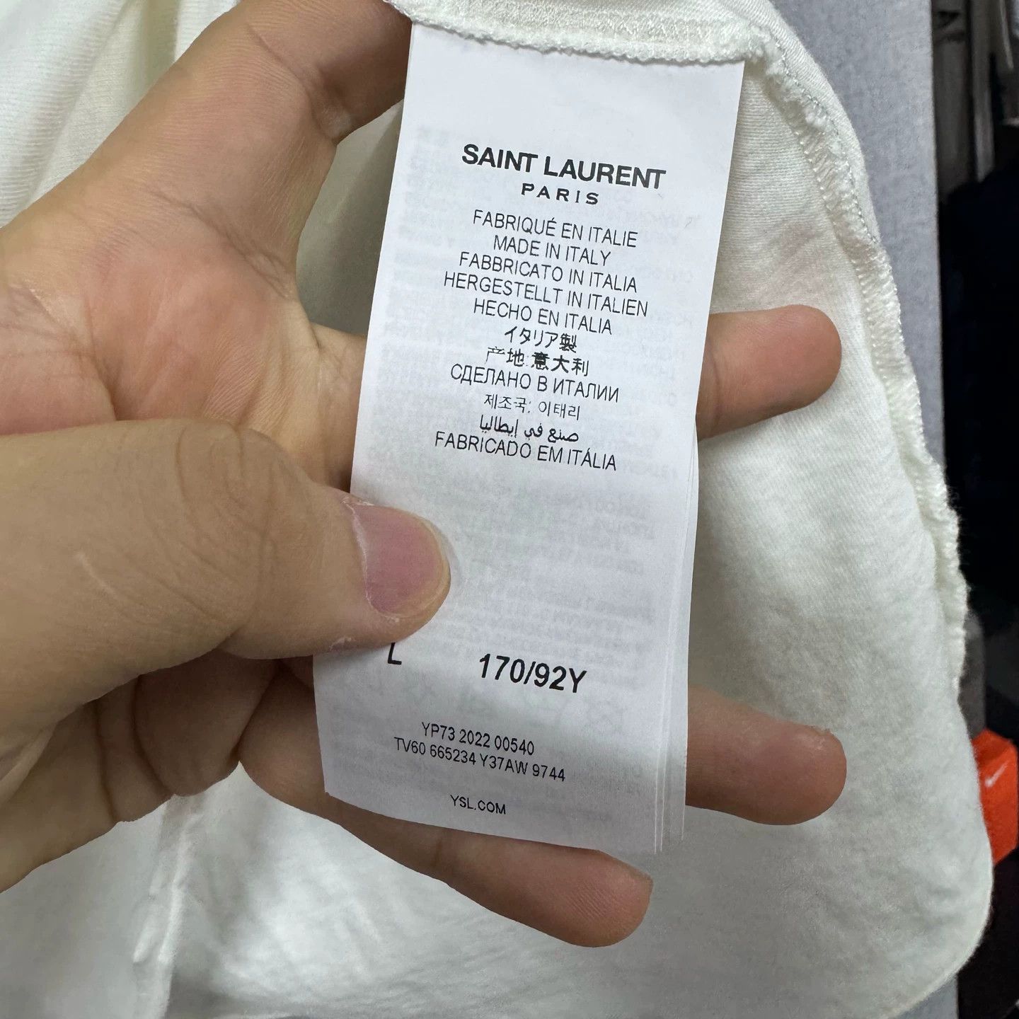 Saint Laurent Paris YSL Reverse Slogan Short-Sleeve T-Shirt Size L / US 10 / IT 46 - 5 Thumbnail