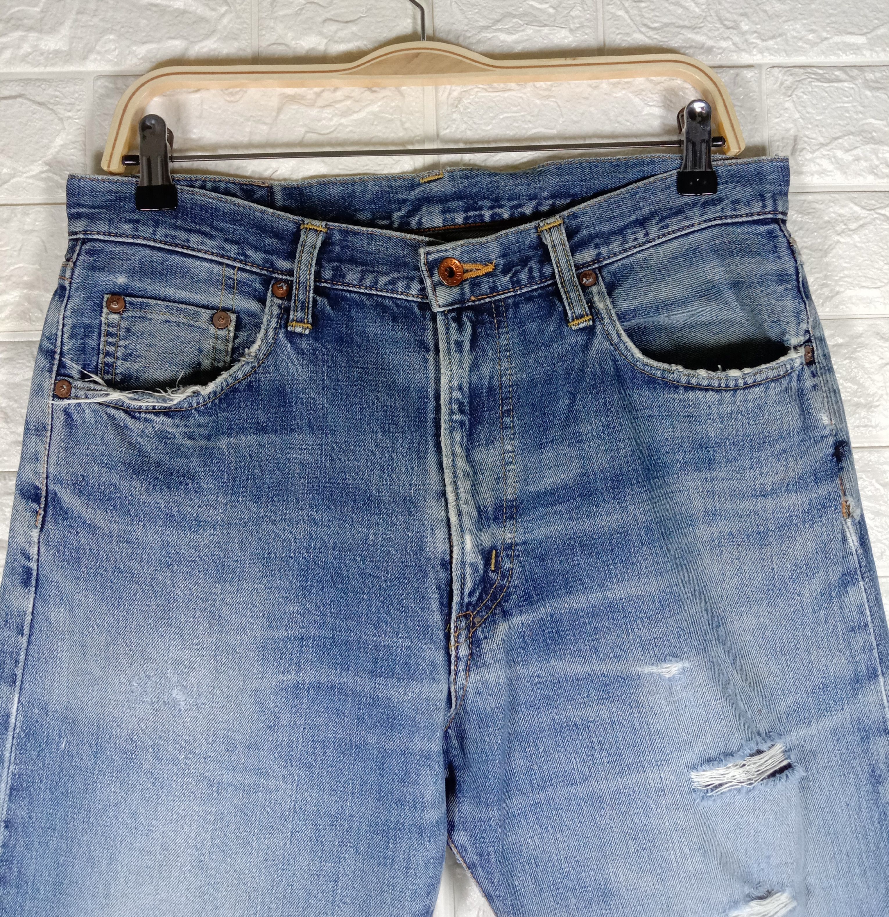 Edwin Vintage Edwin 505x Selvedge Orange Tab Distressed Jeans Size US 32 / EU 48 - 3 Thumbnail