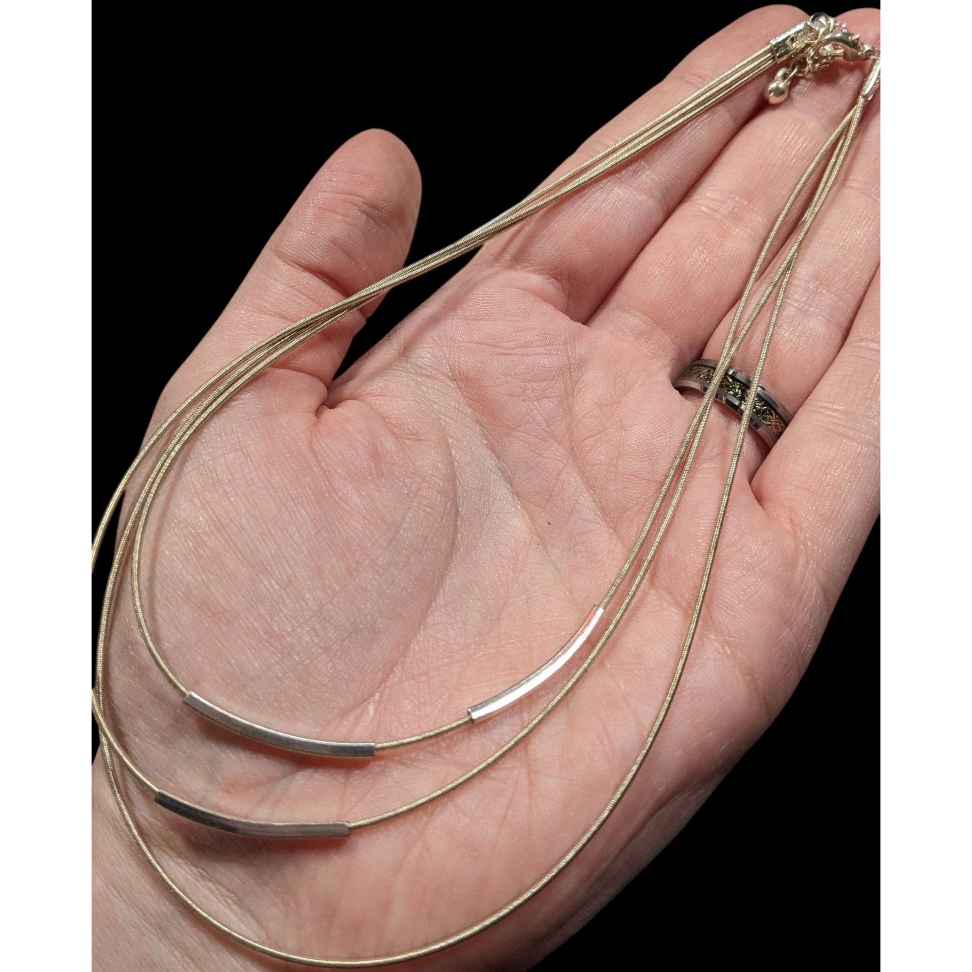 Other Modern Layered Silver Tone Coil Wire Necklace With Tube Bead Size ONE SIZE - 3 Thumbnail