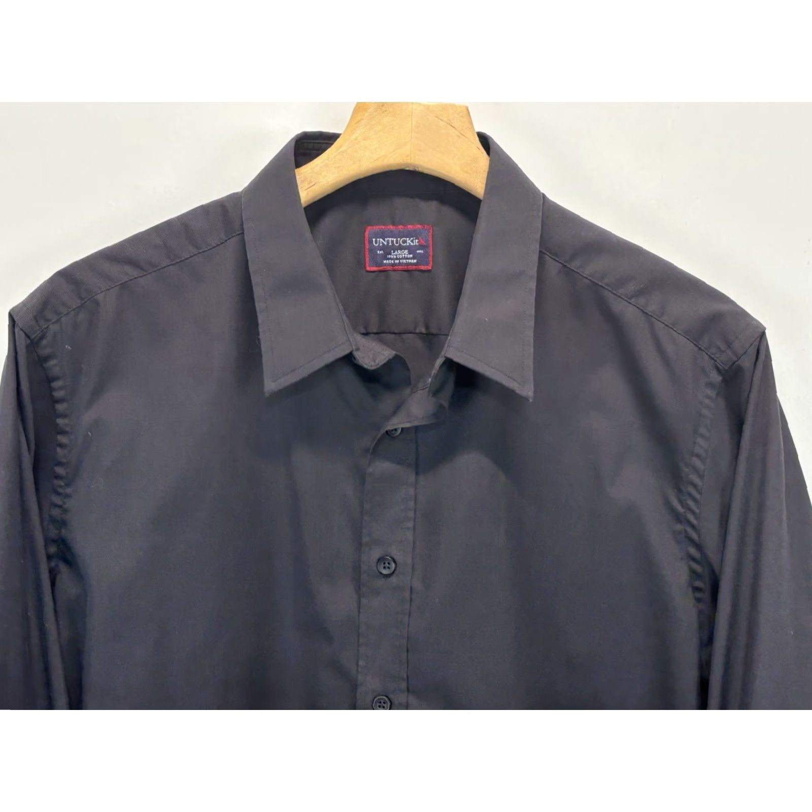 UNTUCKit UNTUCKit Mens Large Long Sleeve Black Cotton Button-Up Shirt Business Casual Formal Workwear Size US L / EU 52-54 / 3 - 2 Thumbnail