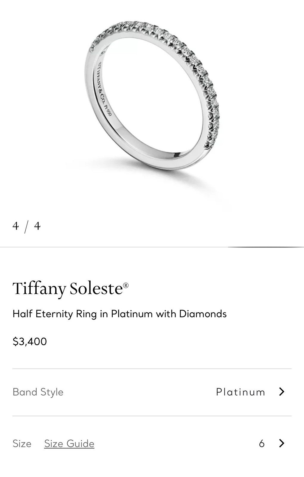 Tiffany & Co. Tiffany Soleste Half Eternity Ring in Platinum with Diamonds Size ONE SIZE - 1 Thumbnail