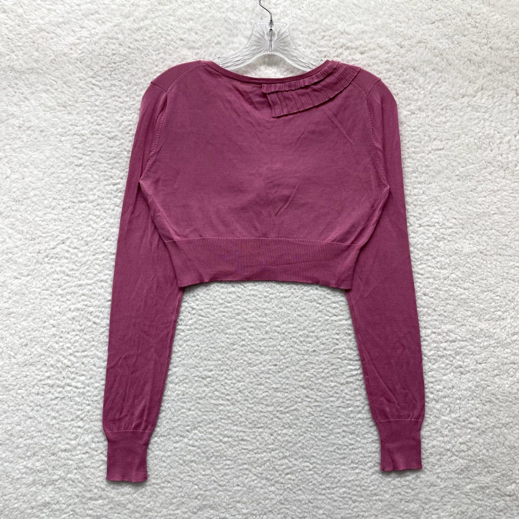 TWINSET TWINSET Cardigan Top Shirt Womens Medium Pink Silk Knit V-Neck Button Long Sleeve Fashion Italy 90s Fairy Coquette Whimsigoth Size M / US 6-8 / IT 42-44 - 2 Thumbnail