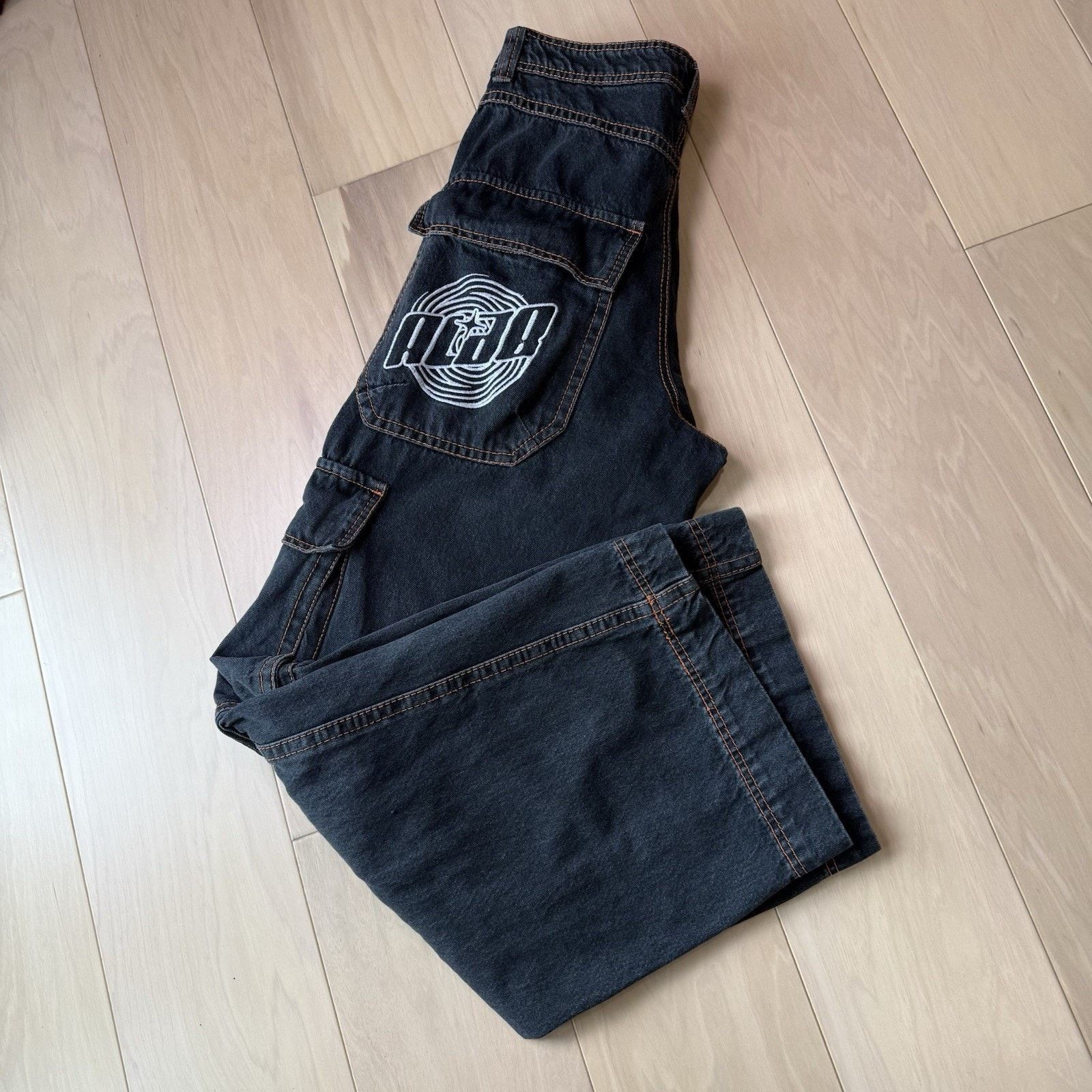 Alabaster Industries ALAB Mega Overheat Cargo Jeans 31 Black Baggy Denim Size US 31 - 12 Thumbnail