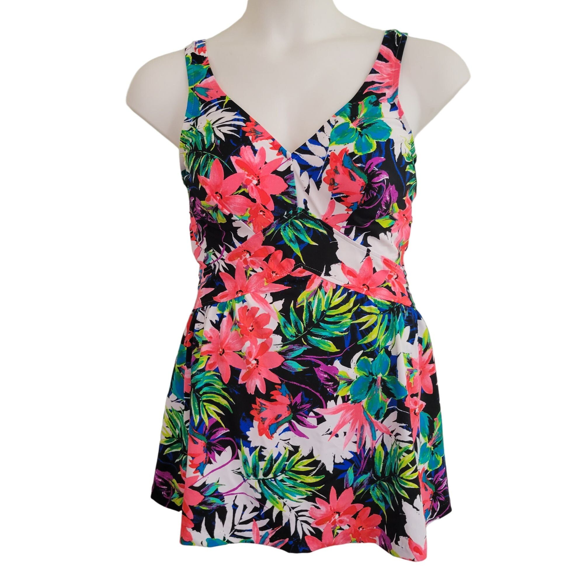 Maxine Hollywood Vintage 16 Bathing Suit 1 Pc Swim Tropical