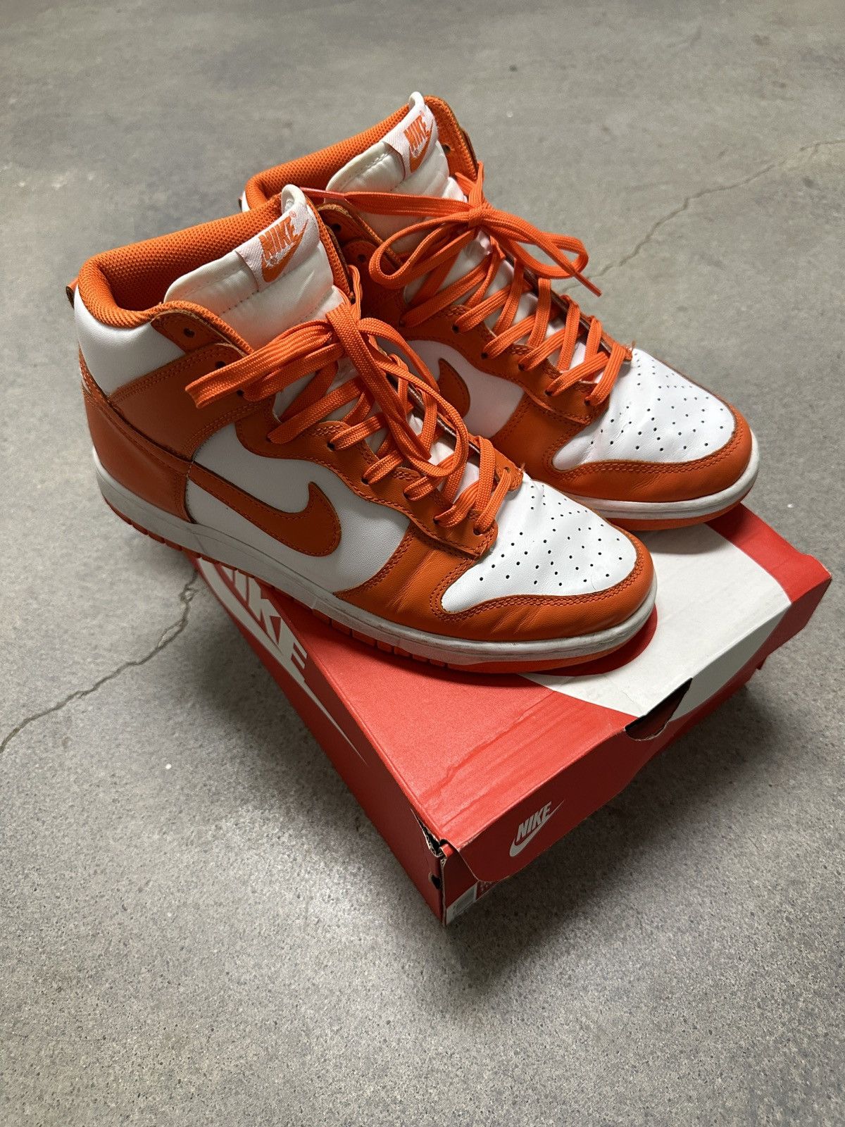 image of Nike Dunk High Syracuse Size 9 Shoes in Orange/White, Men's
