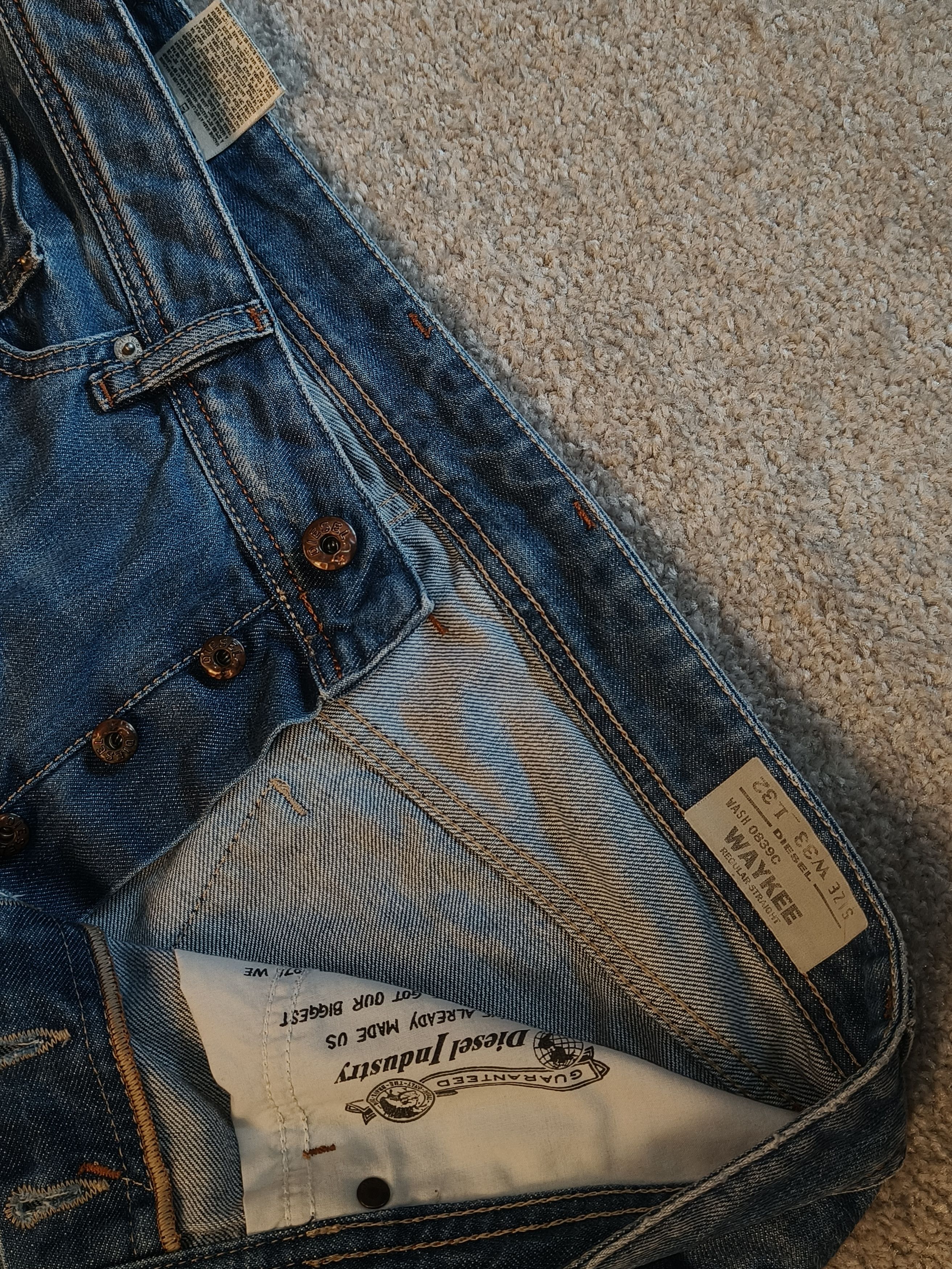 Diesel Diesel Mens Waykee Straight Regular Wash 0839C Hose Jeans Size US 33 - 6 Thumbnail