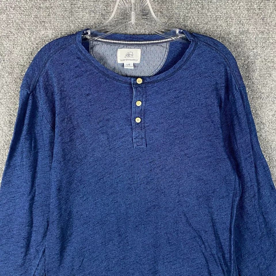 Surfside Supply Co. Surf Side Supply Henley Shirt Men's Large Blue 100% Cotton L Size US L / EU 52-54 / 3 - 2 Thumbnail