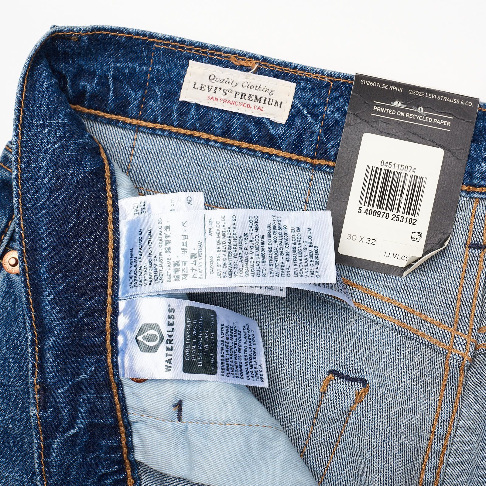 Levi's LEVI'S Premium 511 Slim Eco Ease Blue Big E Denim Jeans NEW Size US 30 / EU 46 - 4 Thumbnail