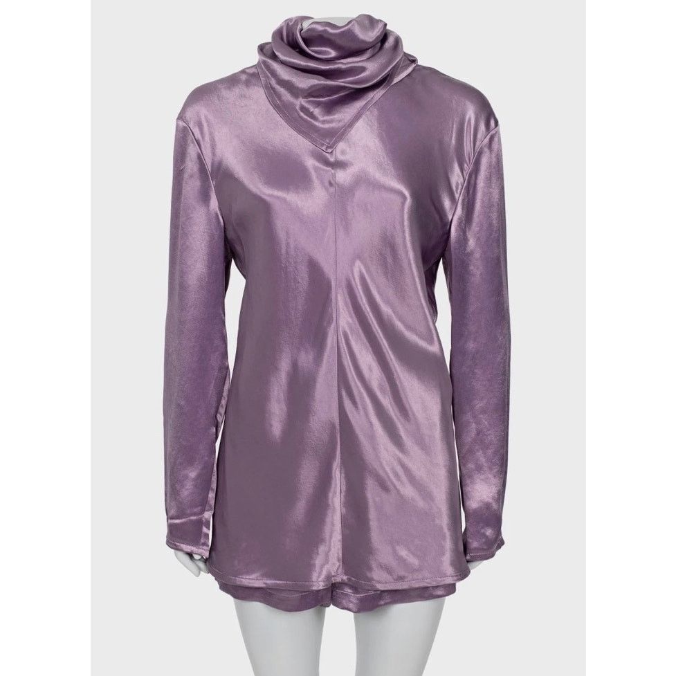 Bottega Veneta Bottega Veneta Purple Cupro Shorts & Blouse Set IT42 Size M / US 6-8 / IT 42-44 - 1 Thumbnail