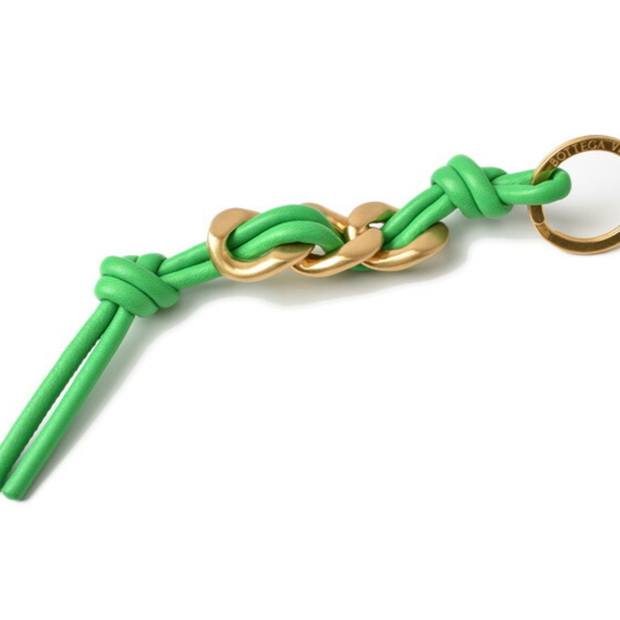 image of Bottega Veneta Keyring Keychain Bottega Veneta Nappa Green Matte Gold 666884 Outlet, Women's
