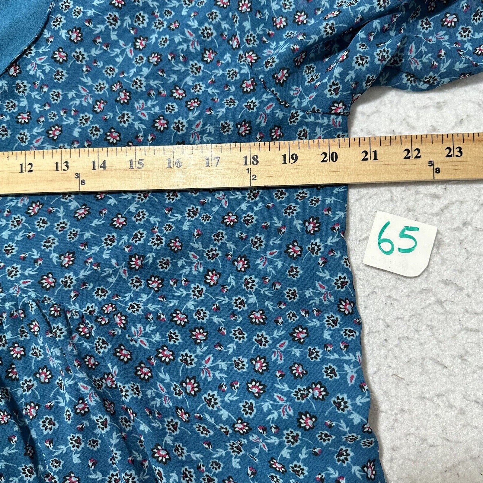 Other Time & Tru Medium Blue Colorful Floral V-Neck A-Line Dress Size M / US 6-8 / IT 42-44 - 12 Thumbnail