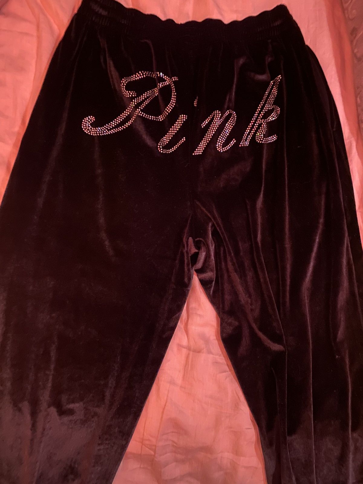 Pink Victoria s Secret Victoria Secret Black Velvet Bling Pants Grailed