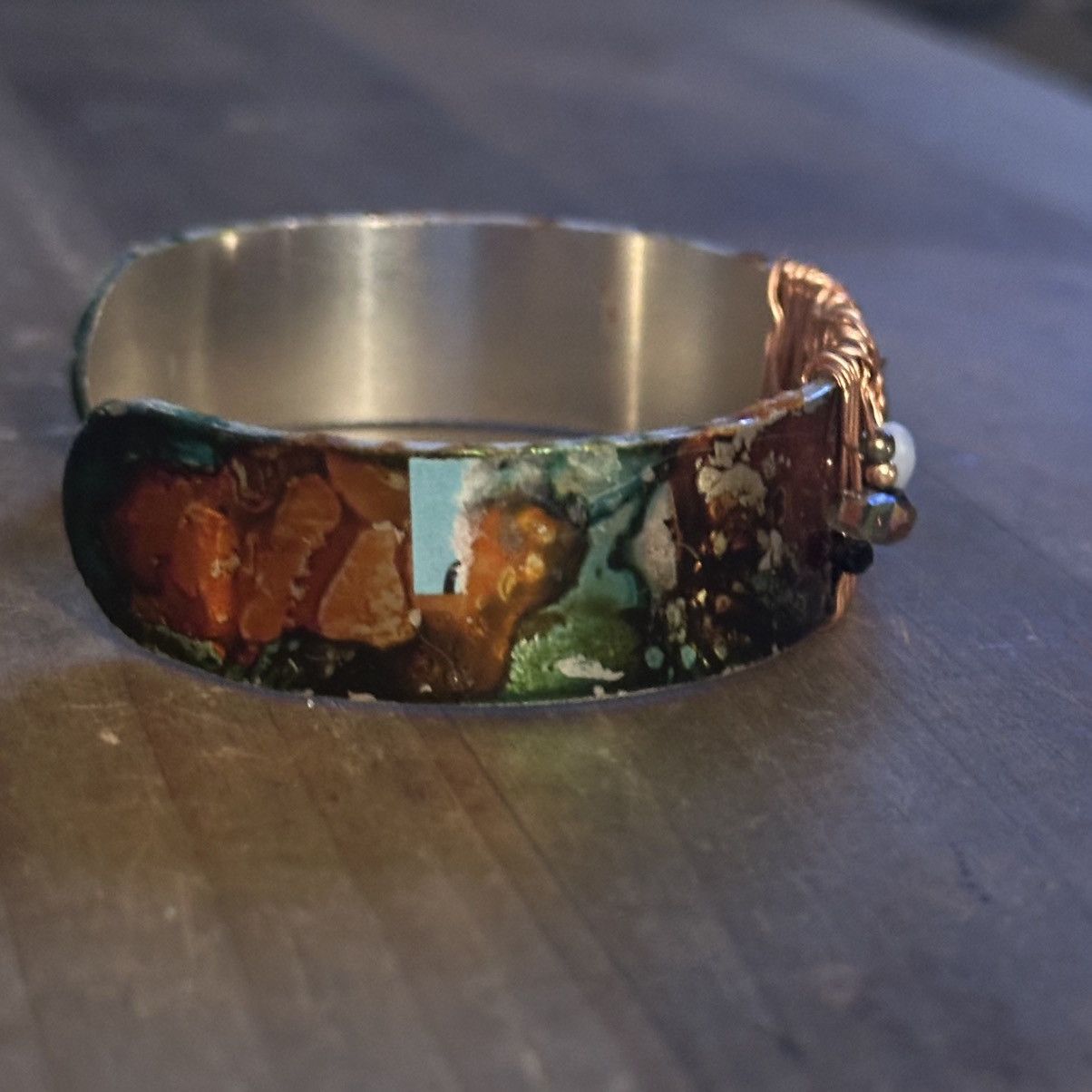 Other Handmade painted wire wrapped charm bangle cuff bracelet Size ONE SIZE - 4 Thumbnail