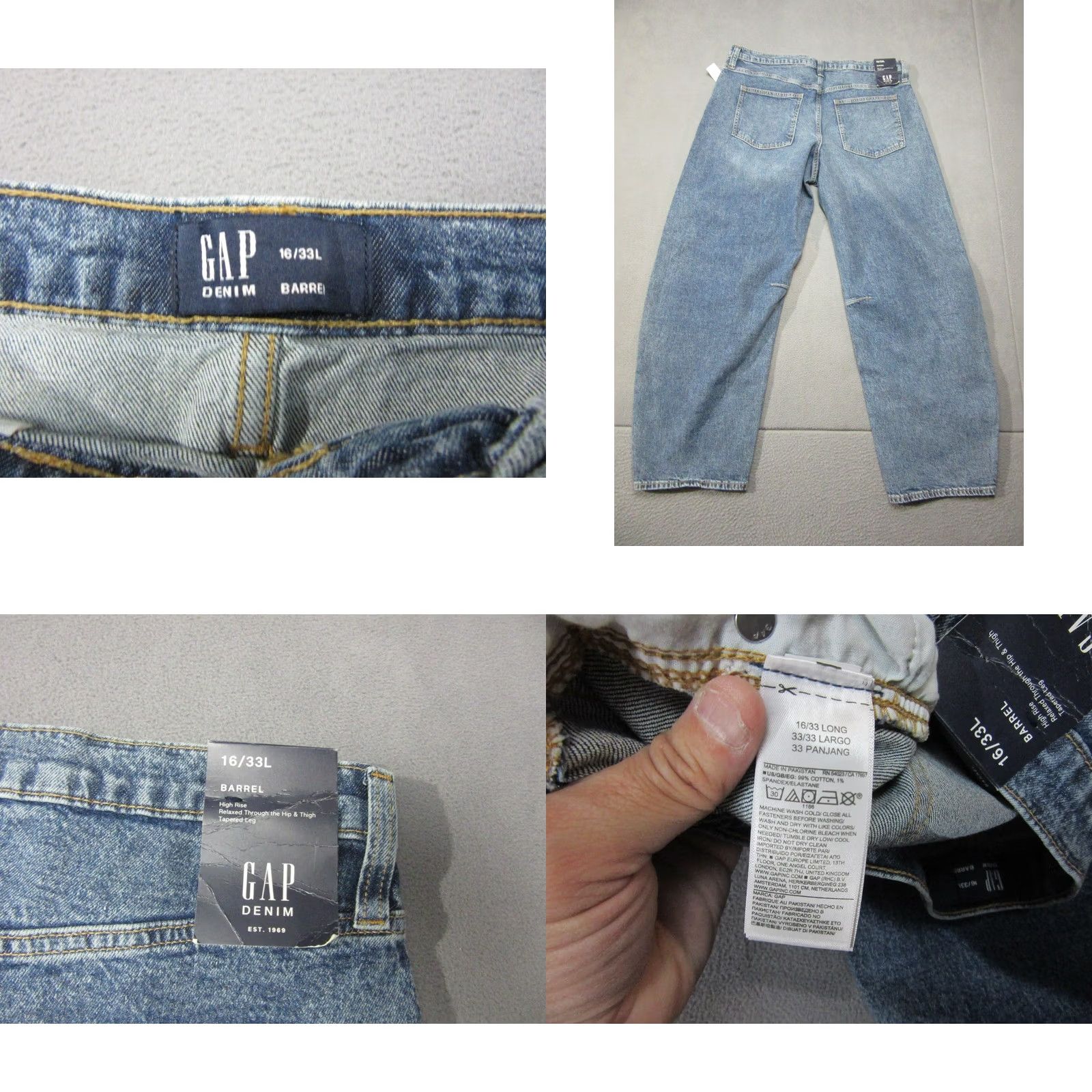 Gap Gap Jeans Womens 16/33 L Blue Denim Cotton Barrel Relaxed High Rise Tapered Leg Size 38" / US 16 / IT 52 - 8 Thumbnail
