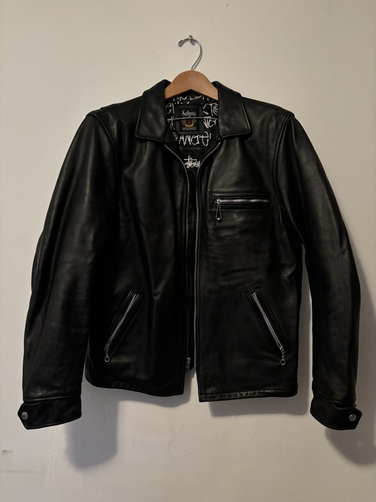 Stussy Stussy Shearling Jacket in Black Leather | Grailed