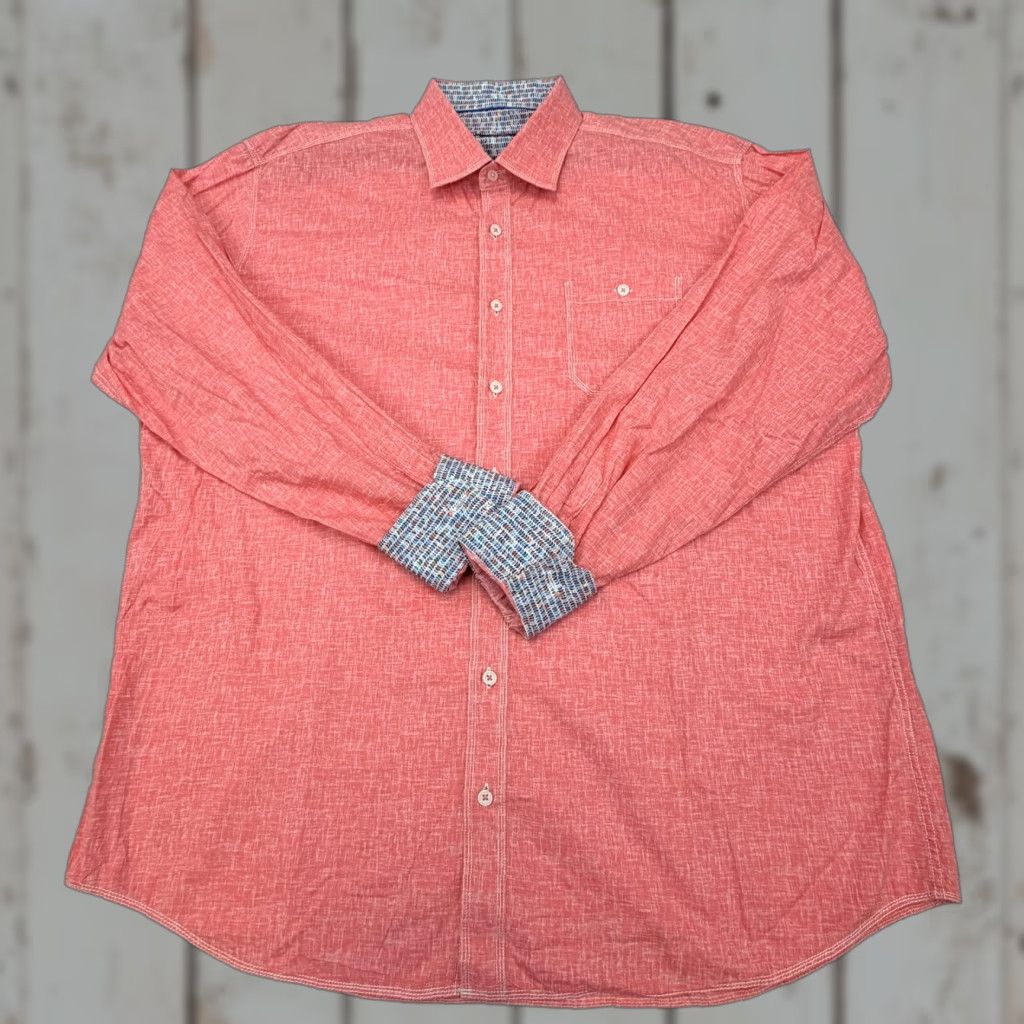 BUGATCHI BUGATCHI Shirt Mens 2XL Pink Classic Fit Long Sleeve Button Up Contrast Trim Size US XXL / EU 58 / 5 - 1 Thumbnail