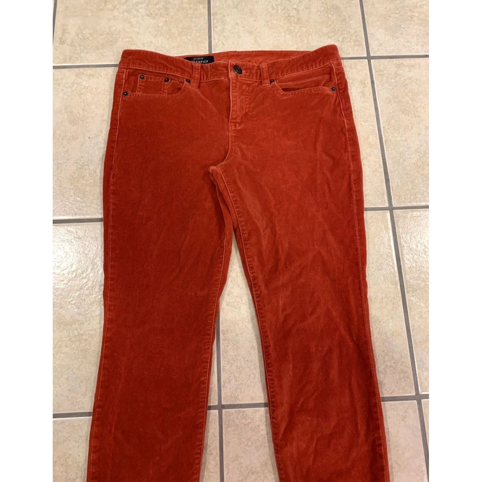 J.Crew J.CREW Women's Pants Toothpick Velour 29 Red Orange 32x26 Slim Fit Casual Workwear Size 29" - 3 Thumbnail
