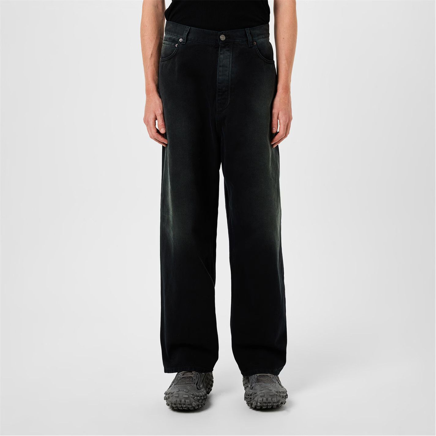 Balenciaga o1g2r1mq0226 Denim Size Sticker Baggy Jeans In Black Size US 32 / EU 48 - 3 Thumbnail