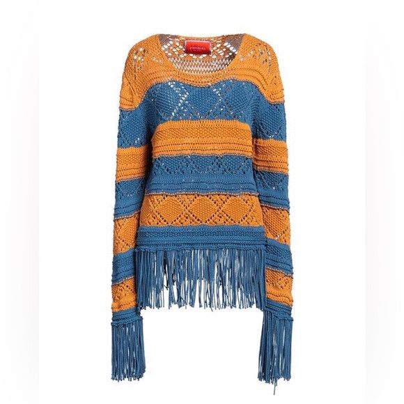 La DoubleJ LA DoubleJ Orange and Blue Fringe Sweater L Size L / US 10 / IT 46 - 1 Thumbnail