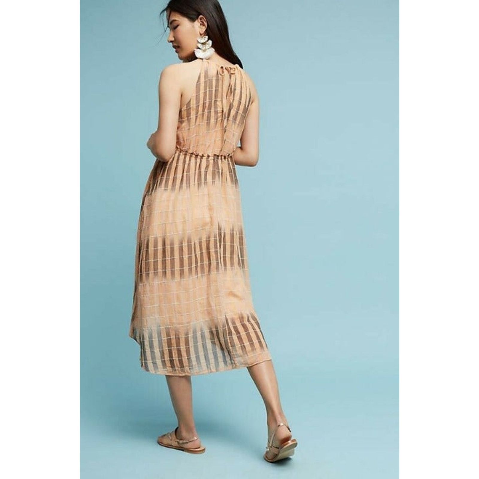 Anthropologie ANTHROPOLOGIE by AKEMI + KIN Ikat Halter Peach Dress $138 Size S / US 4 / IT 40 - 3 Thumbnail