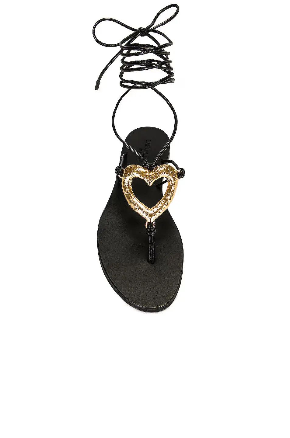 Saint Laurent Paris o1s1wg111024 Love Flat Sandals Smooth Leather Gold-Tone Size US 8 / IT 38 - 4 Thumbnail