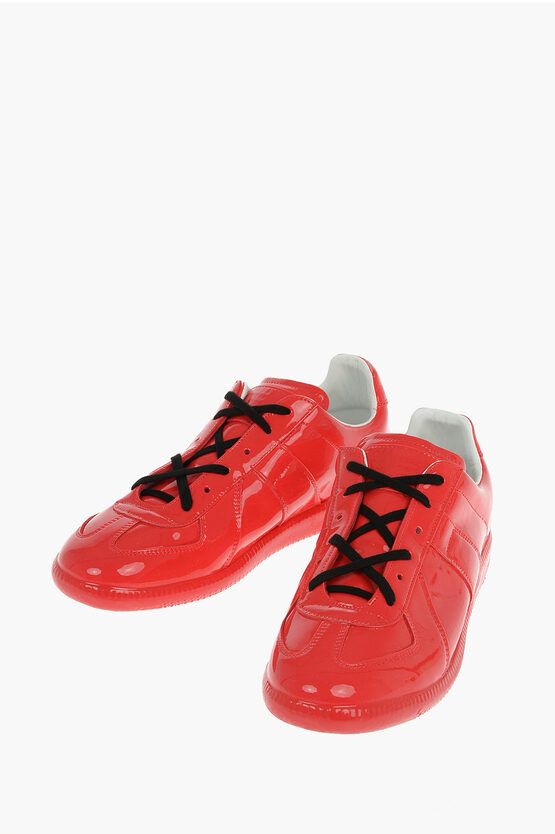 image of Maison Margiela Mm22 Patent Leather Replica Sneakers in Red, Men's (Size 12)