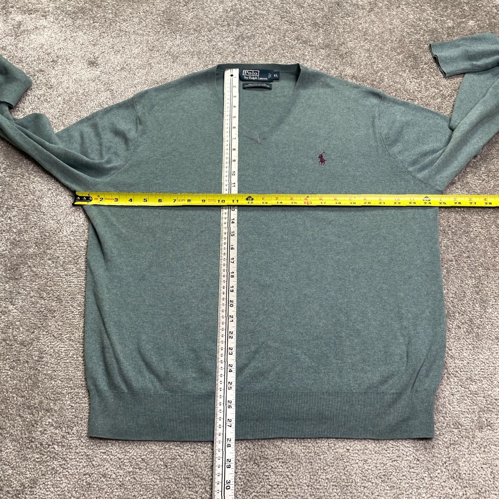 Ralph Lauren Polo Ralph Lauren Sweater Mens XL Green V-Neck Knit Cotton Solid Classic Designer Mens Size US XL / EU 56 / 4 - 6 Thumbnail