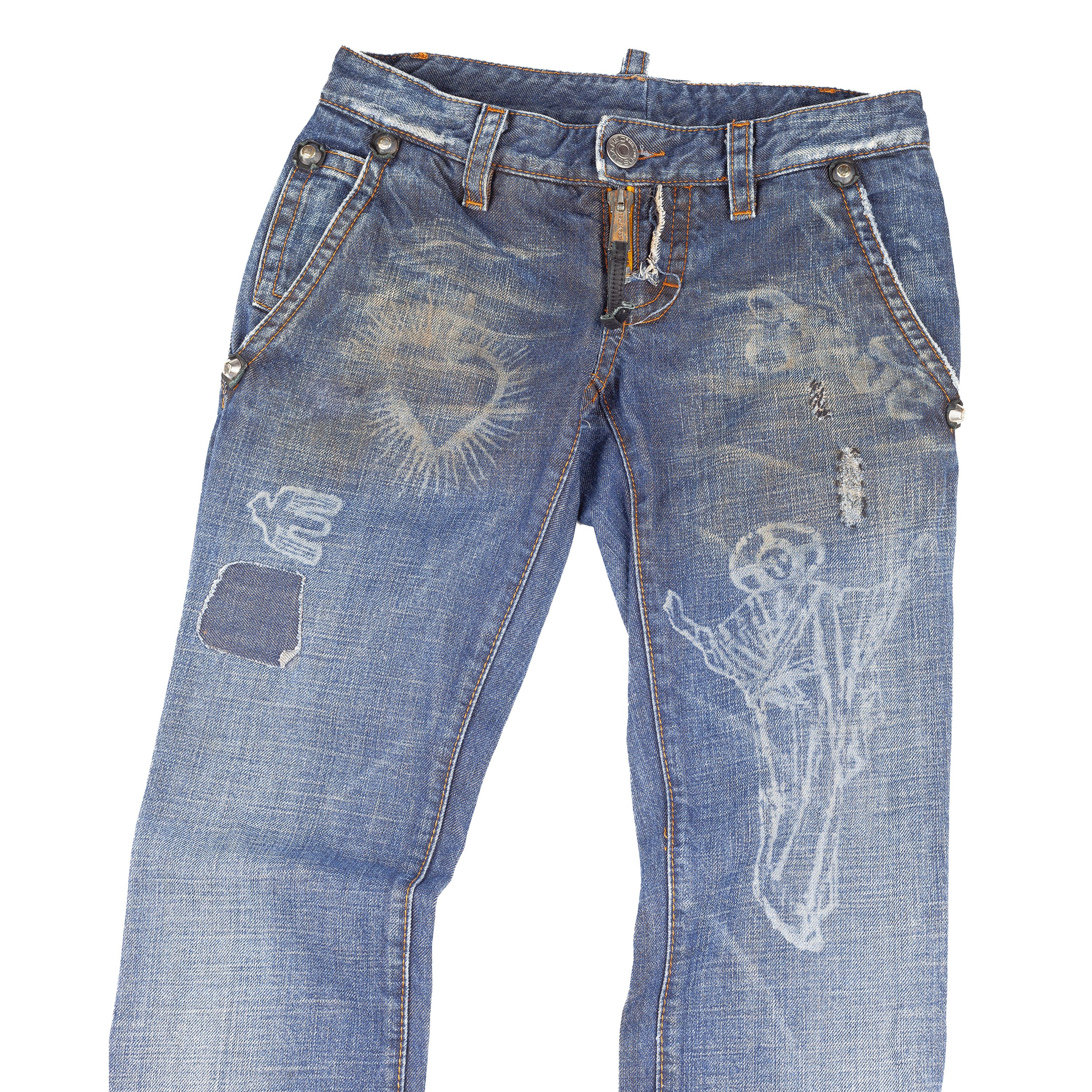 Dsquared2 DSQUARED2 FW2005 Vintage Jesus Lord Peace Skinny Jeans Size 27" / US 4 / IT 40 - 2 Thumbnail