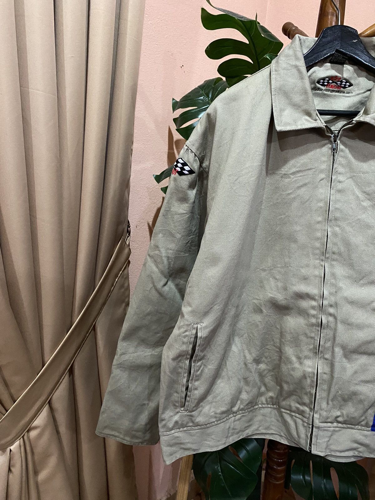 Other Vintage Racing-Inspired Beige Cotton Jacket Striped Design Size US L / EU 52-54 / 3 - 7 Thumbnail