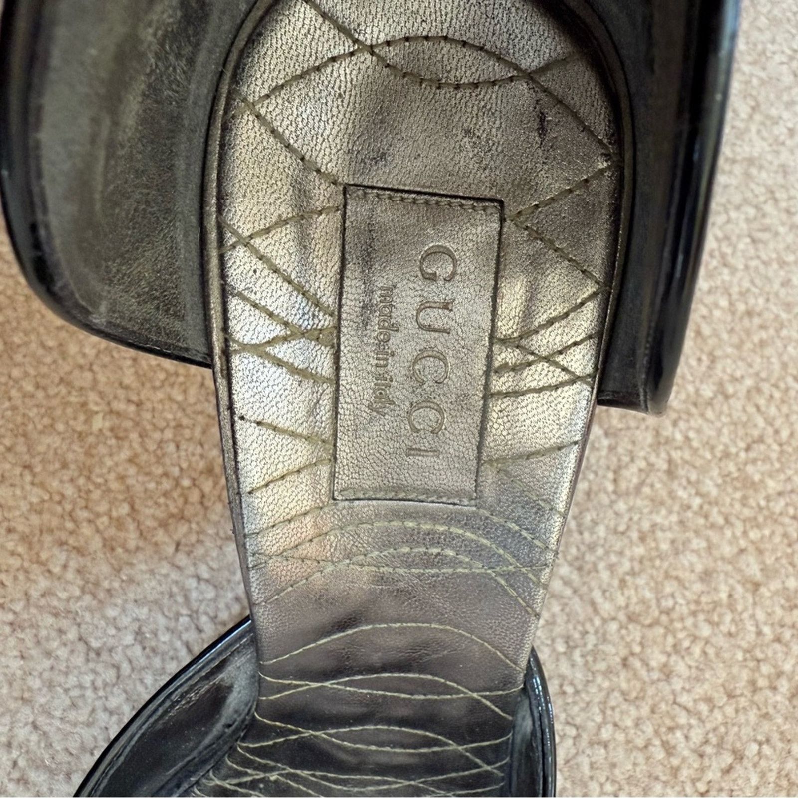 Gucci Gucci Gunmetal Silver Gray Leather D'Orsay Peeptoe Heels 8.5 Size US 8.5 / IT 38.5 - 7 Thumbnail