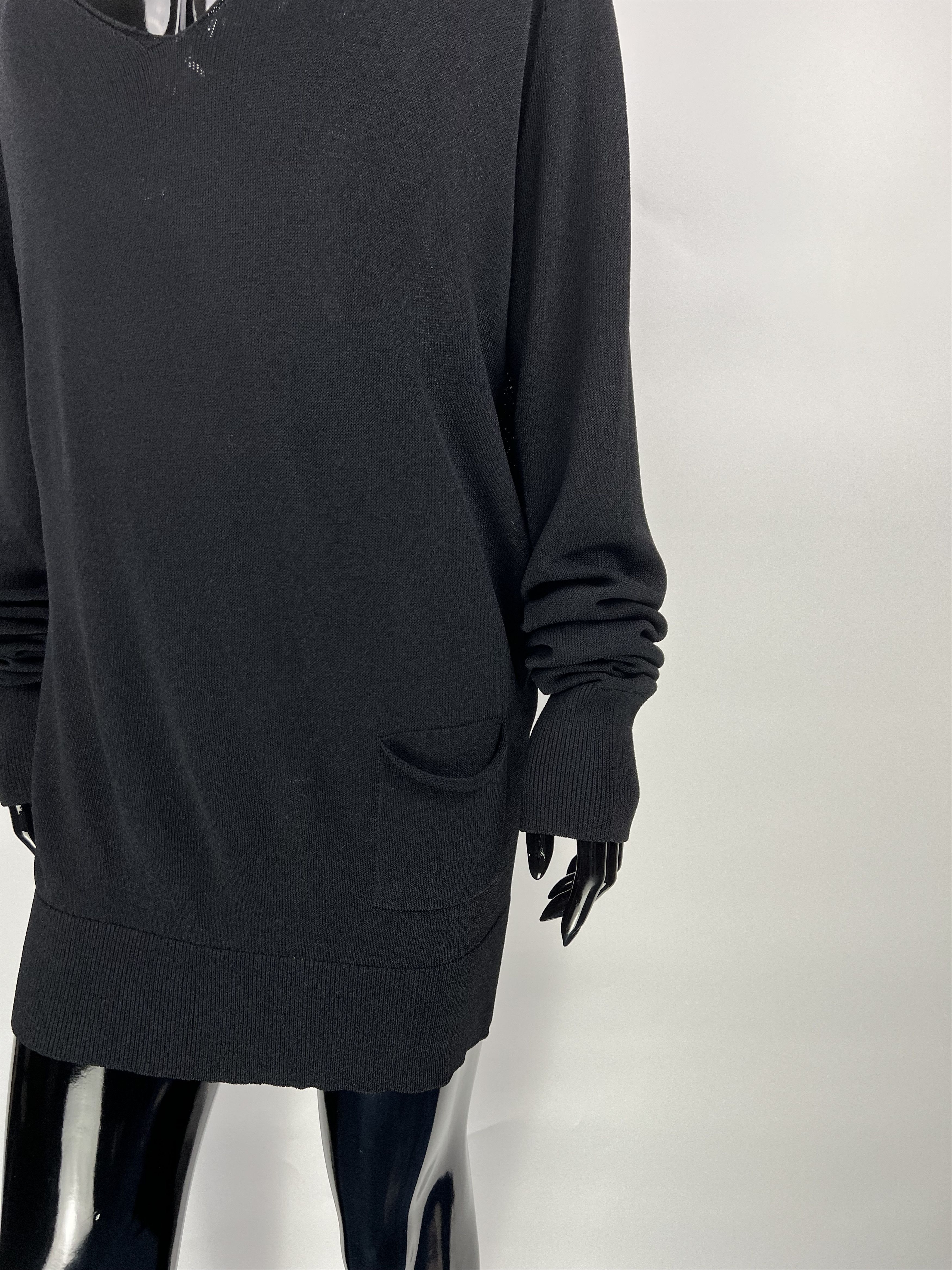 Annette Gortz × Designer Annette Gortz Black V-Neck Long Sweater Oversized Size S / US 4 / IT 40 - 4 Thumbnail