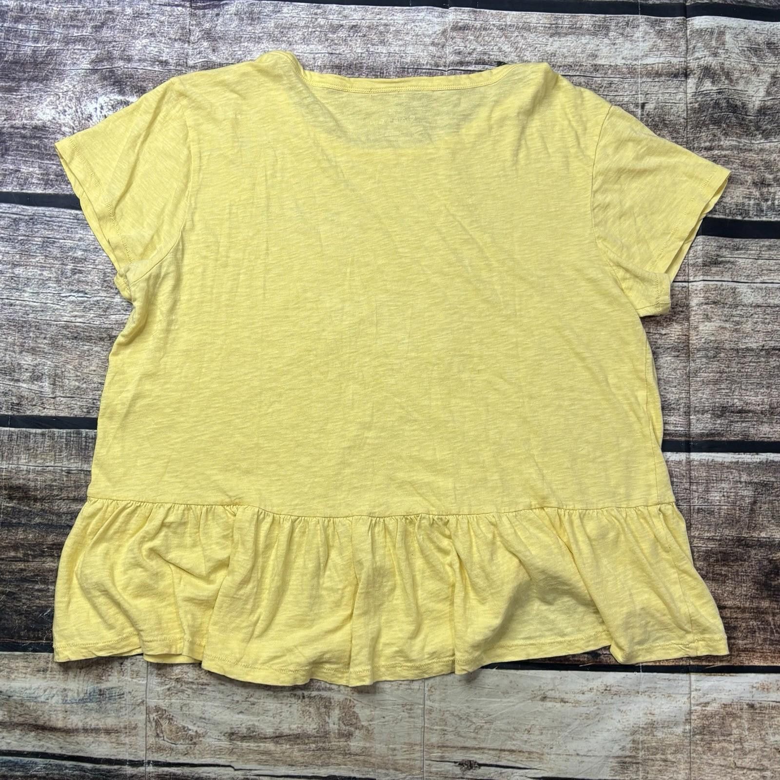 Other Caslon Top Womens Large Organic Cotton Ruffle Hem Yellow Size L / US 10 / IT 46 - 3 Thumbnail