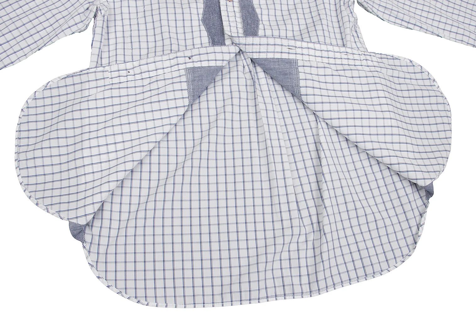 Junya Watanabe Patch Design Round Hem Check Button-Down Shirt White/Navy XS Size US XS / EU 42 / 0 - 11 Thumbnail