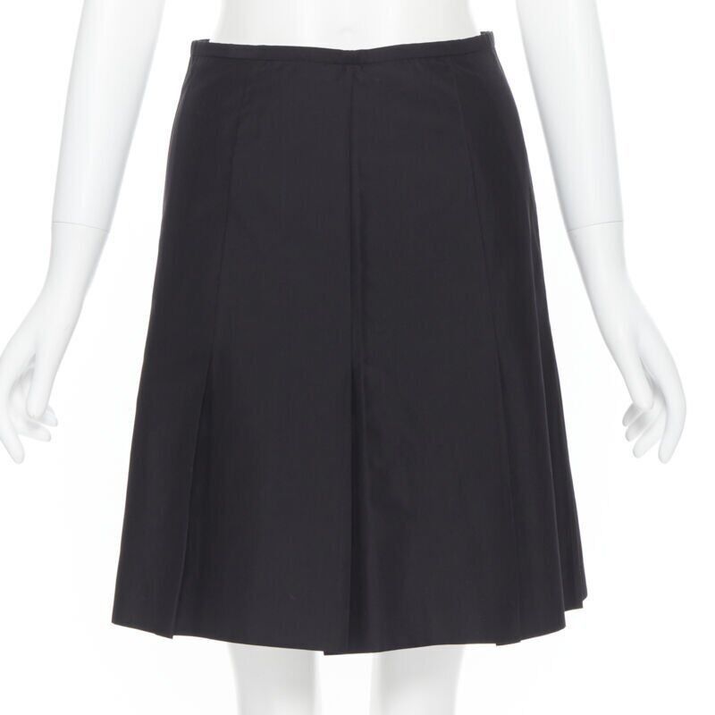 Ralph Lauren RALPH LAUREN black pleated hem A-line knee length skirt work US2 XS Size 26" / US 2 / IT 38 - 1 Thumbnail