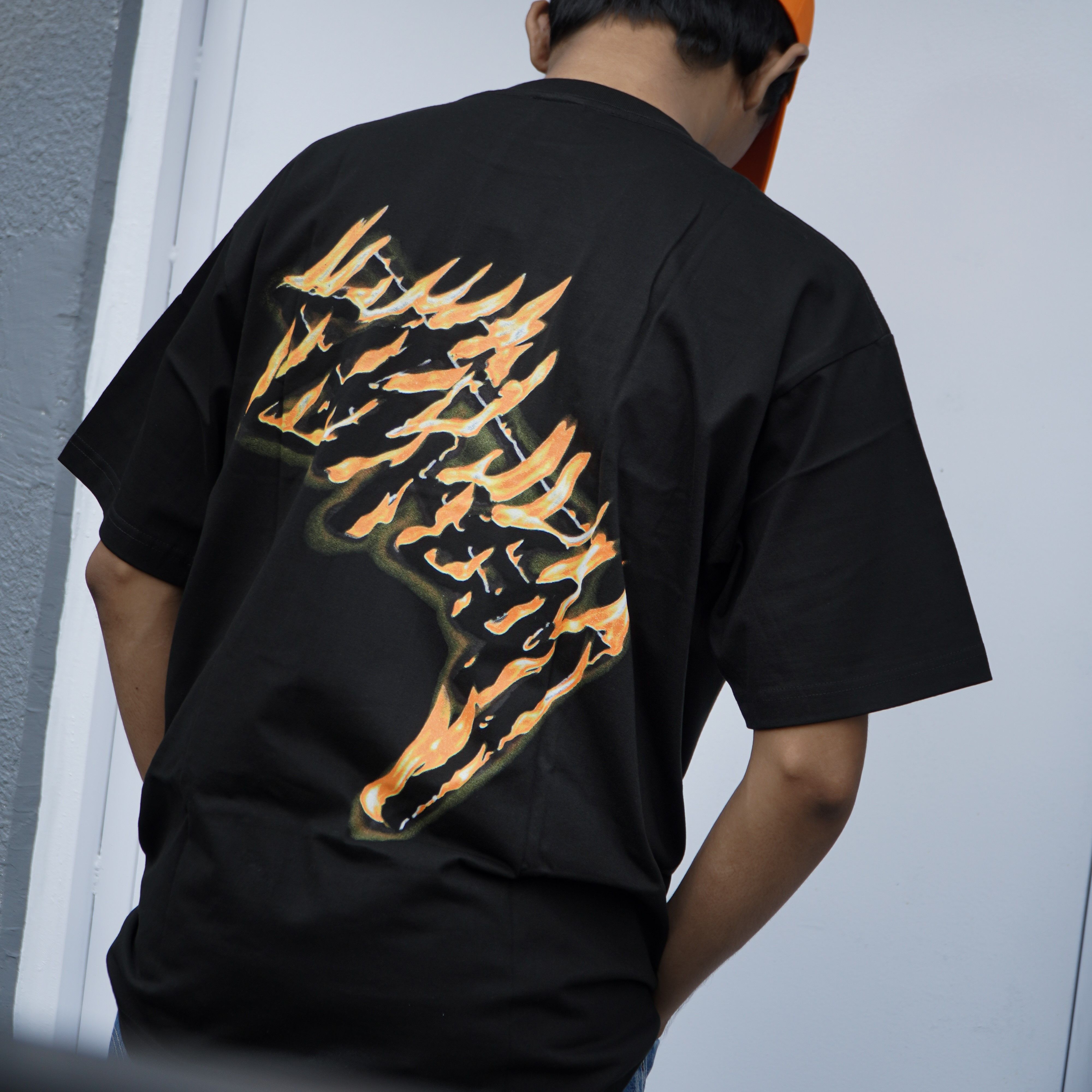 image of Stussy Burning Stock Tee Xlarge in Black, Men's