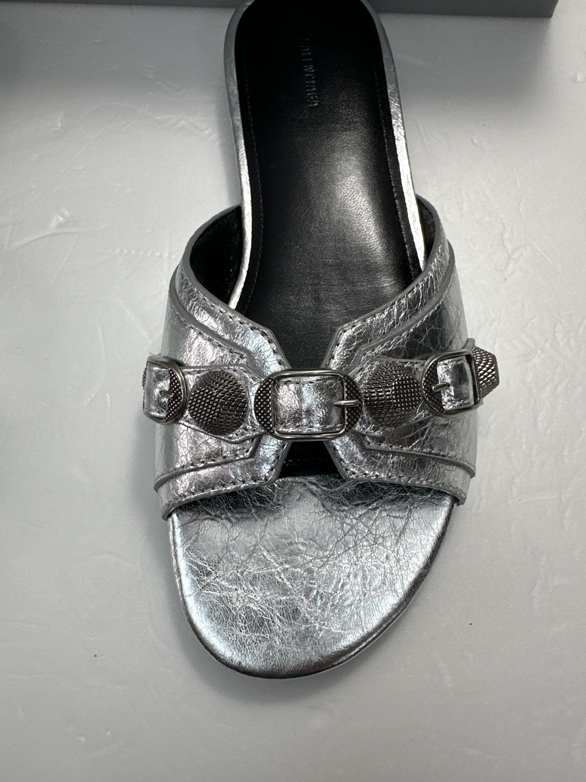 Balenciaga BALENCIAGA Cagole embellished metallic sandals Size US 7.5 / IT 37.5 - 15 Thumbnail