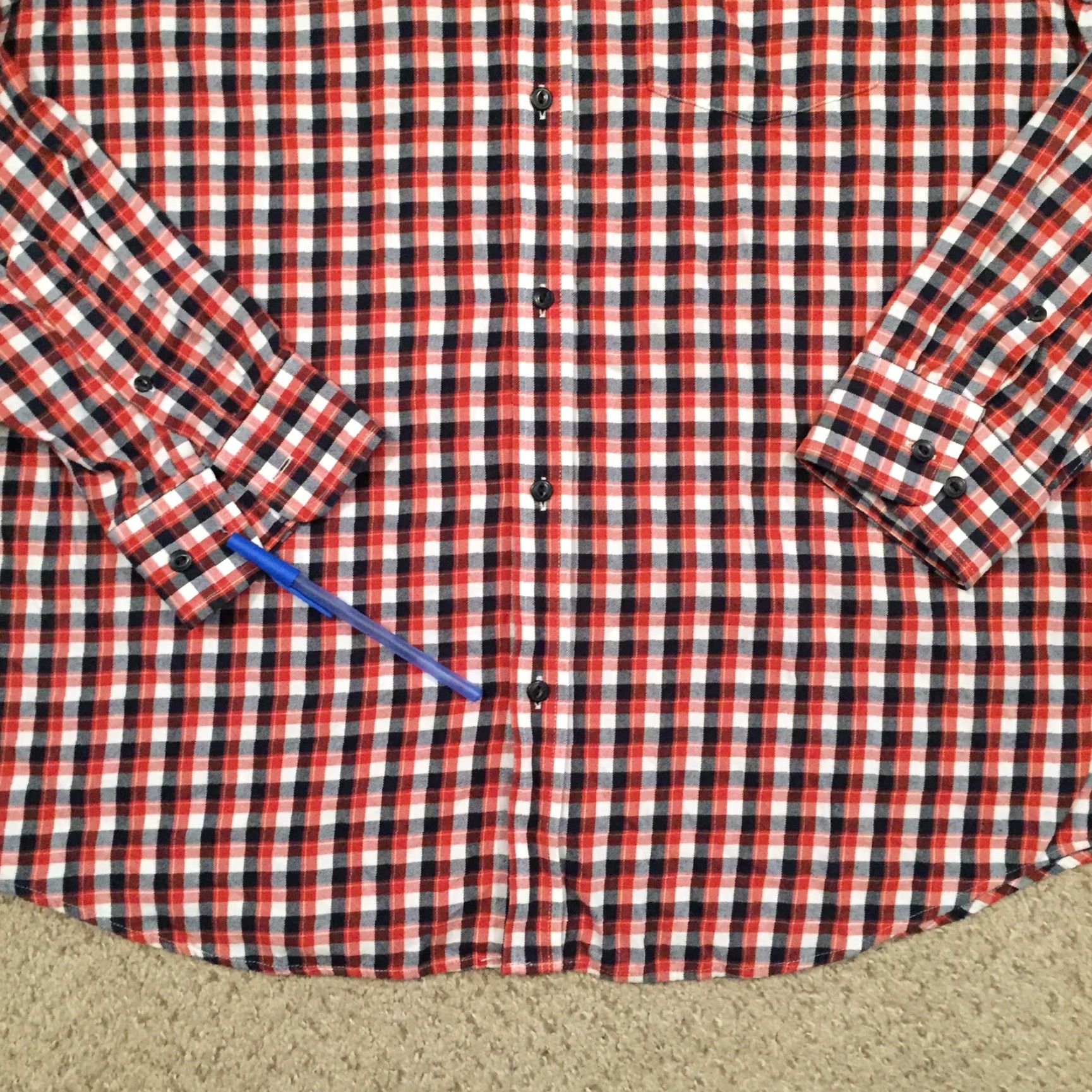 Banana Republic Banana Republic Shirt Mens XL Red Blue Plaid Long Sleeve Button Up Flannel Size US XL / EU 56 / 4 - 3 Thumbnail